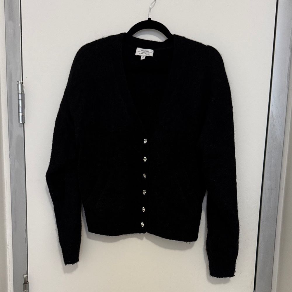 & Other Stories Black Cardigan w flower buttons (size M)